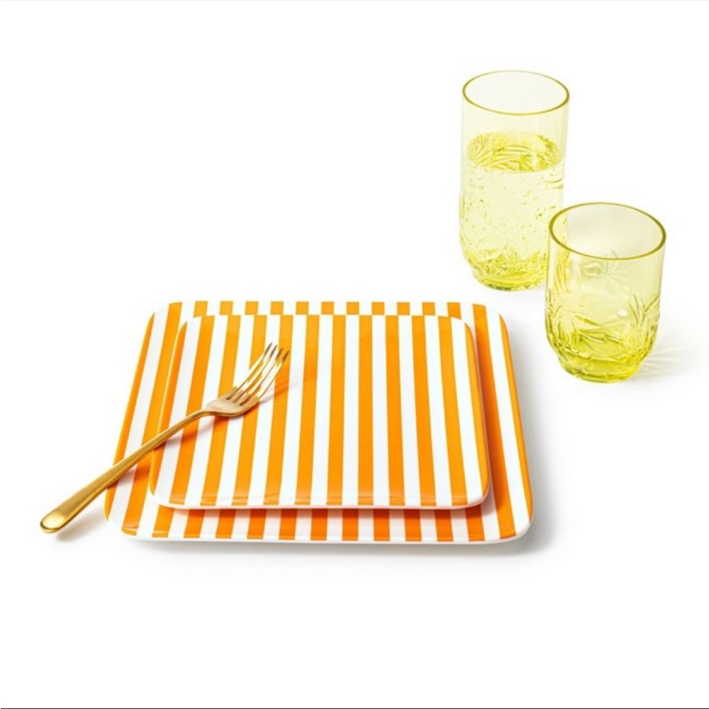 Set of 4 - NEW Tabitha Brown for Target Orange Striped 8.5” Melamine Salad Plate